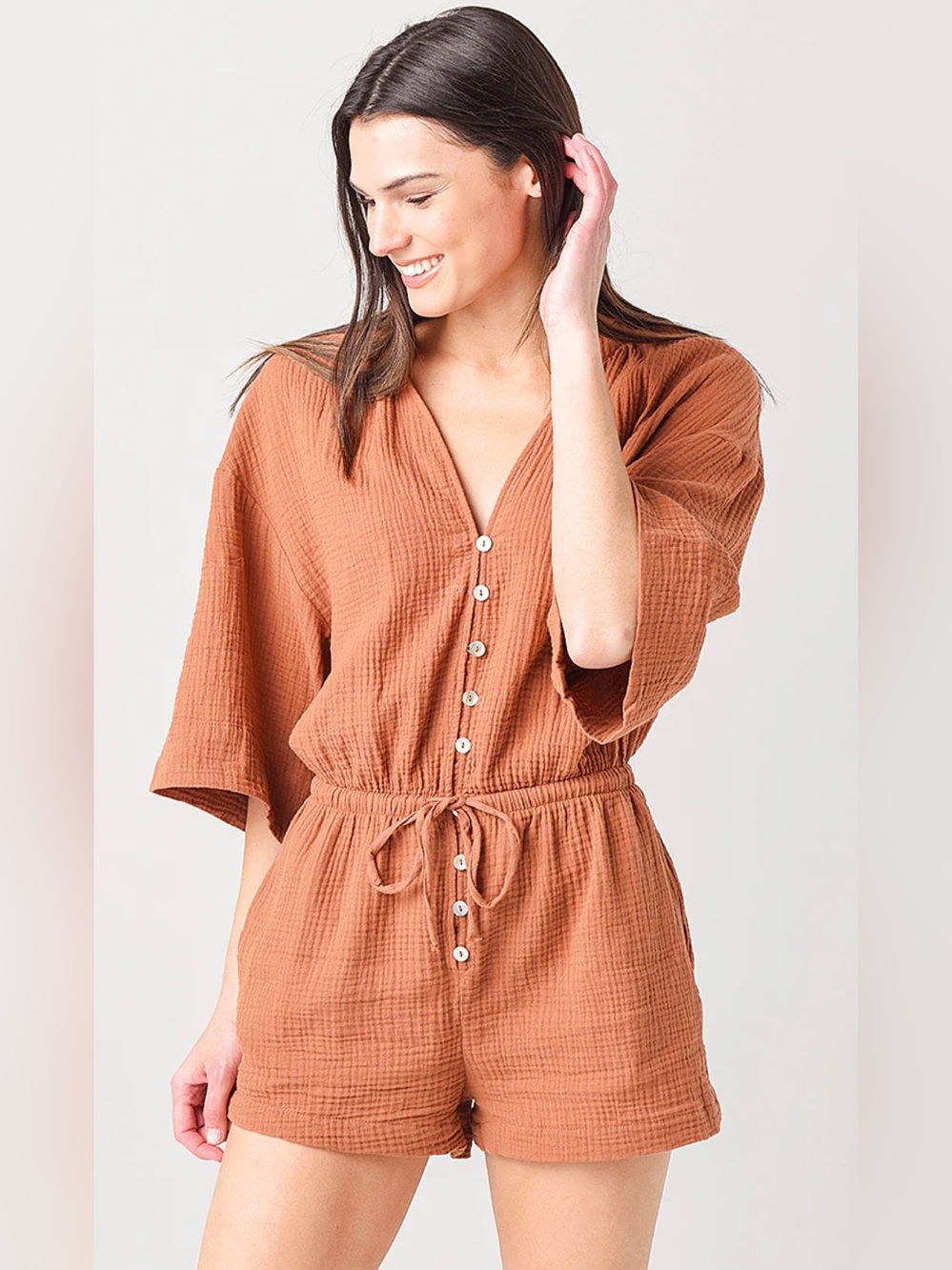 NWT Z Supply x REVOLVE Gauze Zephyr Romper in Rust - Sz L